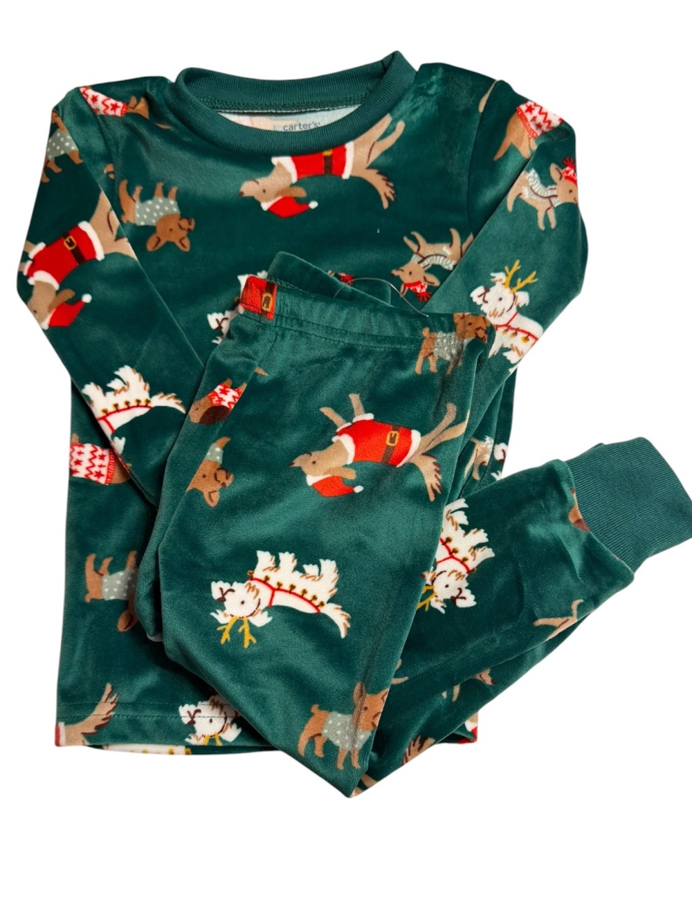 Carter's Green Holiday Dogs Kids Pajama Set NEW Size 18 months